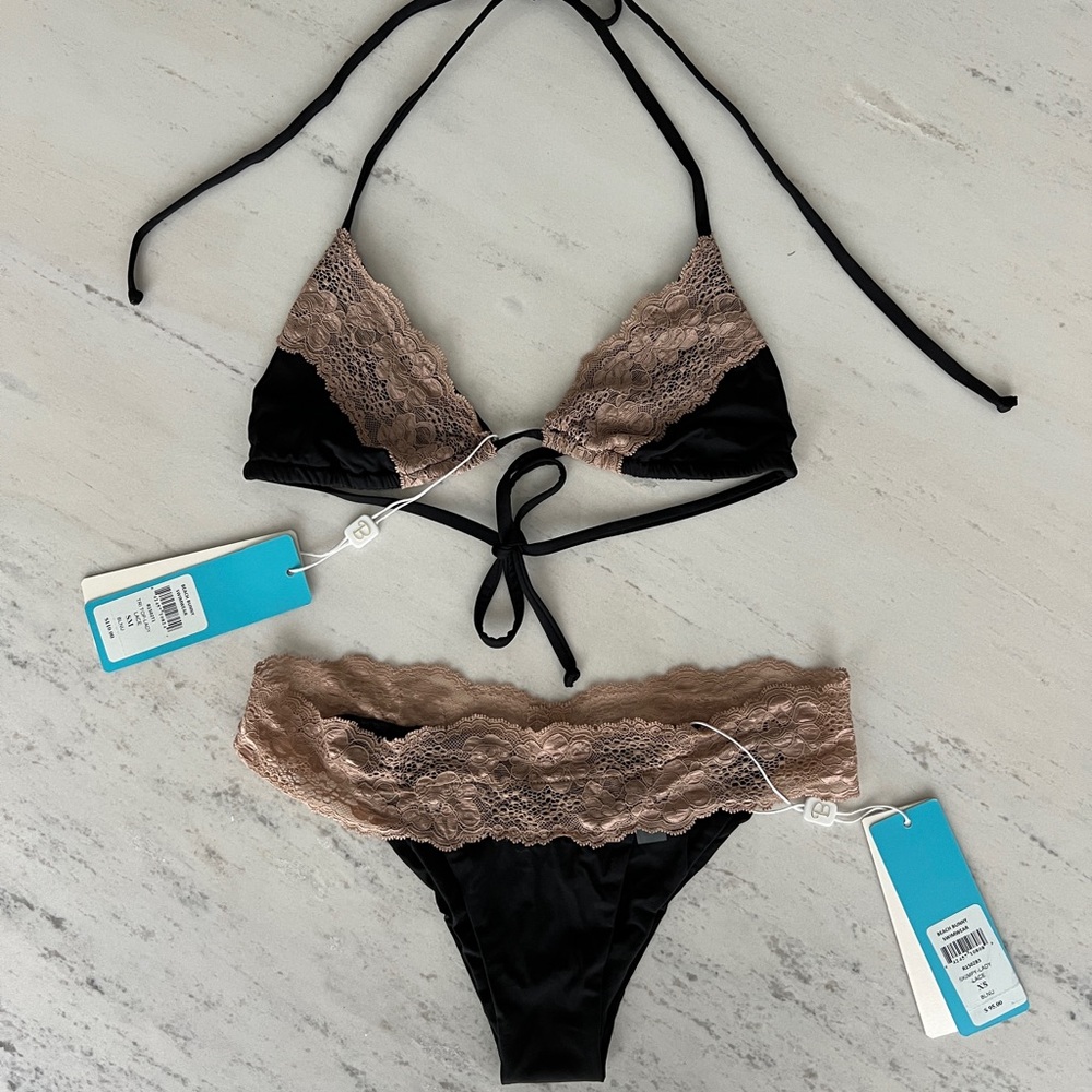 Beach Bunny Lady Lace Bikini (Nude and Black)